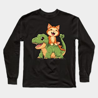 Cat Dinosaur Delight Long Sleeve T-Shirt